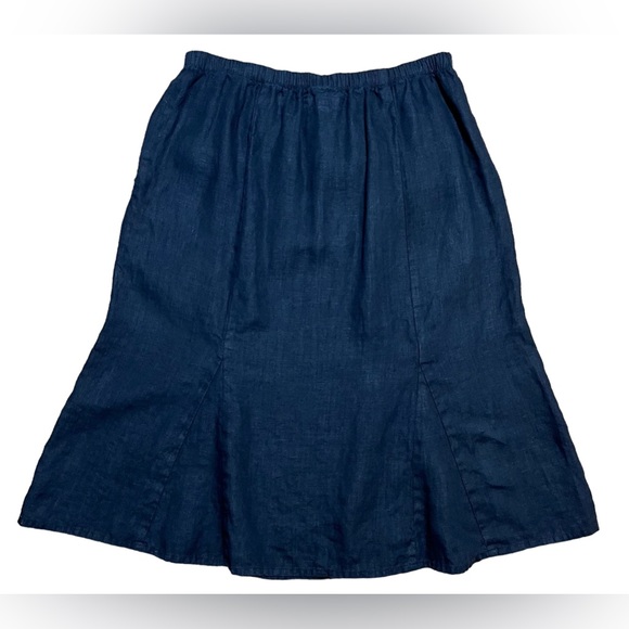 Flax Black 100% Linen Flare Skirt Sz M - Picture 2 of 11